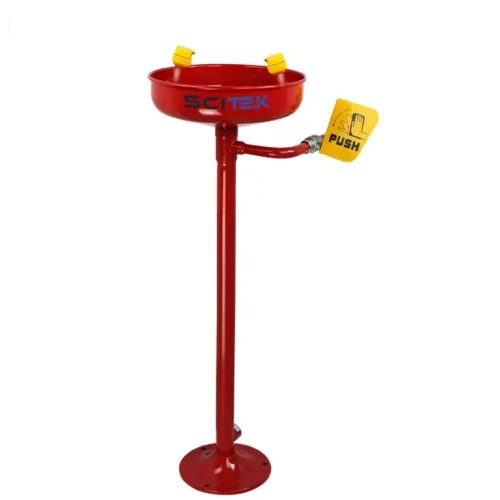 Floor-mounted Emergency Eye Wash, Glossy Epoxy Coated Surface SS304 EW-F1 Scitek Global